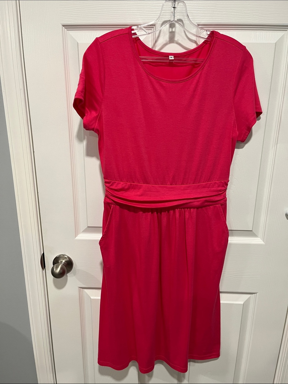 Amazon Essentials Fuchsia Asymmetrical Waist-Tie Dress